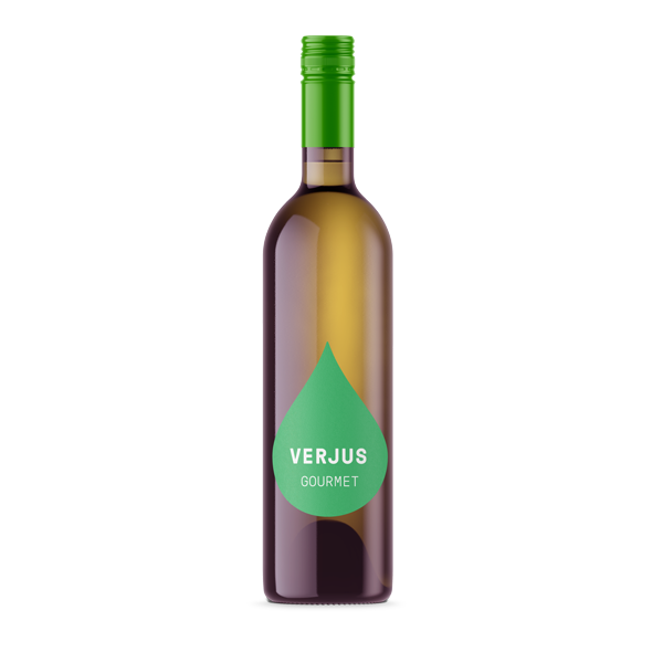 Verjus Gourmet 0,75 l. Das Wort Verjus kommt aus dem Französischen und bedeutet übersetzt „grüner Saft“. Verjus Gourmet ist hausgemacht, mit besonderem Blick auf qualitatives, gutes Handwerk.